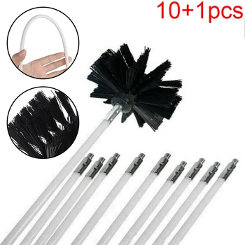 

11pcs Brush Rod Kit Set Nylon bristle Household Cleaner Chimney Cleaning Tool Attachment