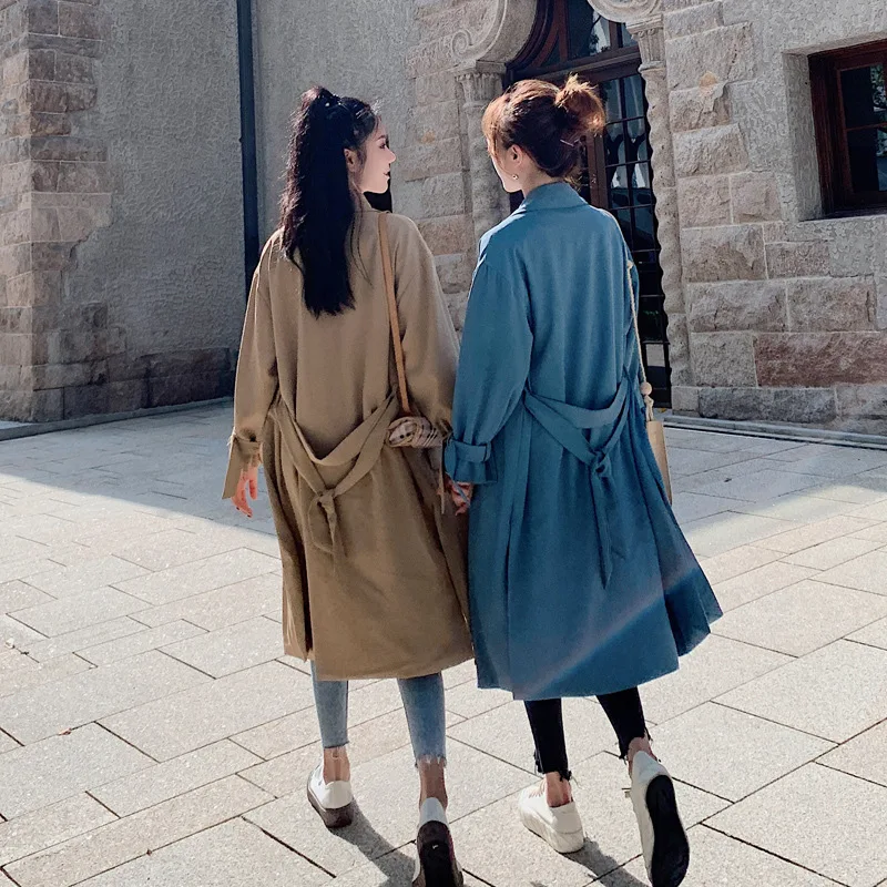

2019 New Style Autumn Popular Trench Coat Women's Mid-length Students Loose-Fit CHIC Korean-style WOMEN'S Coat Fashion