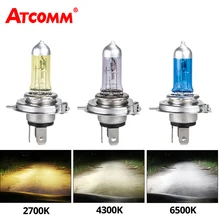 Автогалогенный светильник ATcomm H7 H4, автомобильные лампы, лампа, противотуманный светильник s 55W 2700K 4300K 6000K 12V Motercycle, автомобильные Галогенные лампочки с ампулой Voiture