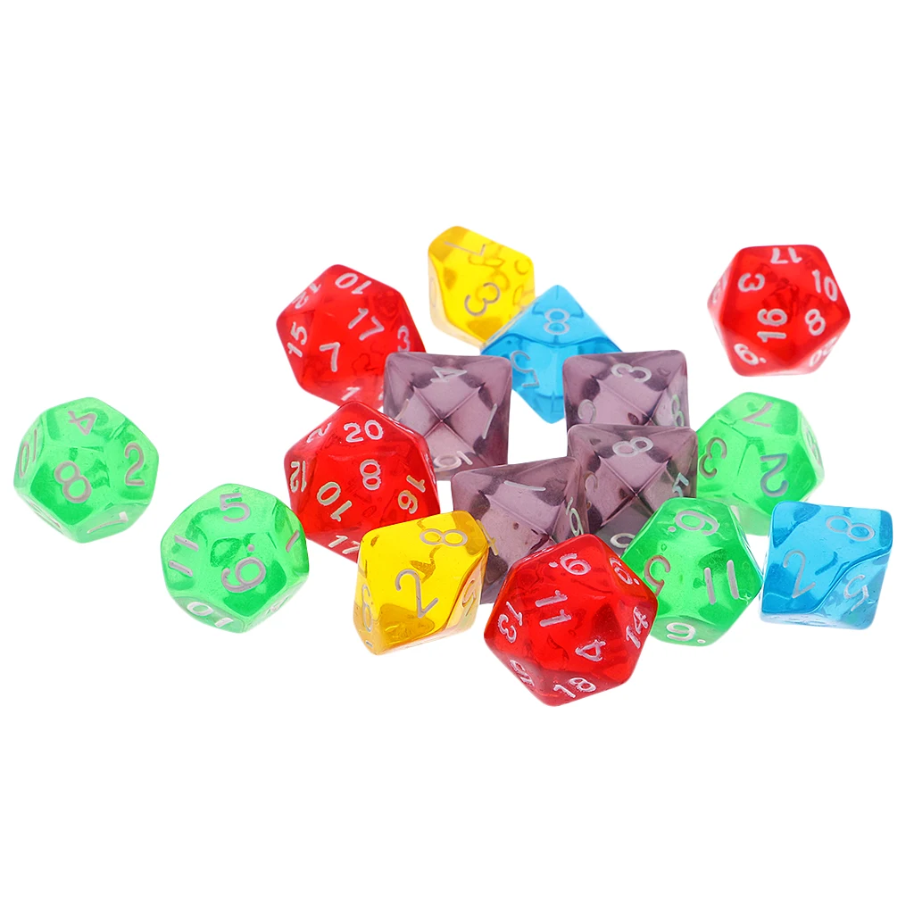Set of 16pcs TRPG Games Parts D&D Gaming Dices D8-D20 Dices with Pouch Toy