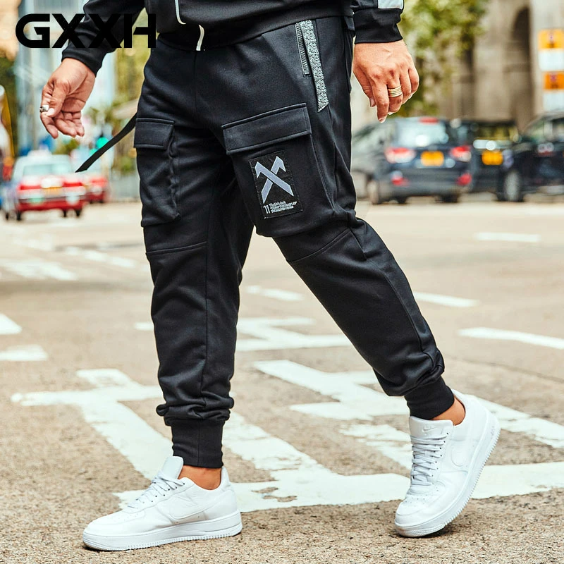 GXXH мужские высокие модные джоггеры брюки мужская молния Спортивные Брюки с карманами мужские осенние комбинезоны шаровары брюки плюс размер джоггеры брюки