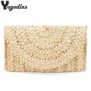 

2020 New Fashion Bags Lady Women Summer Lovely Retro Corn Straw Knitted Handbag Key Coin Money Purse Beach Long Bag Clutch
