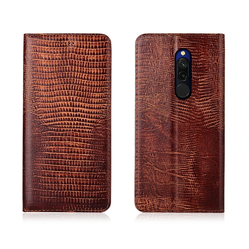 Чехол из натуральной кожи с рисунком ящерицы для Xiaomi Redmi 8, магнитный чехол для телефона Xiaomi Redmi 8A, откидная крышка