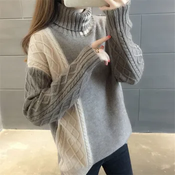 

2020 New Lady Sweater Women Autumn Winter Long Sleeve High Collar Pullovers Knitted Sweaters Shirt Pull Femme Sueter Mujer
