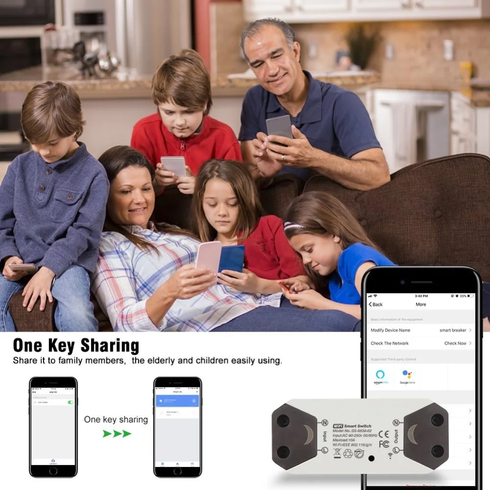 Tuya WIFI Smart DIY Switch ,WIFI Breaker, Turn Your light to Smart Control, Smar