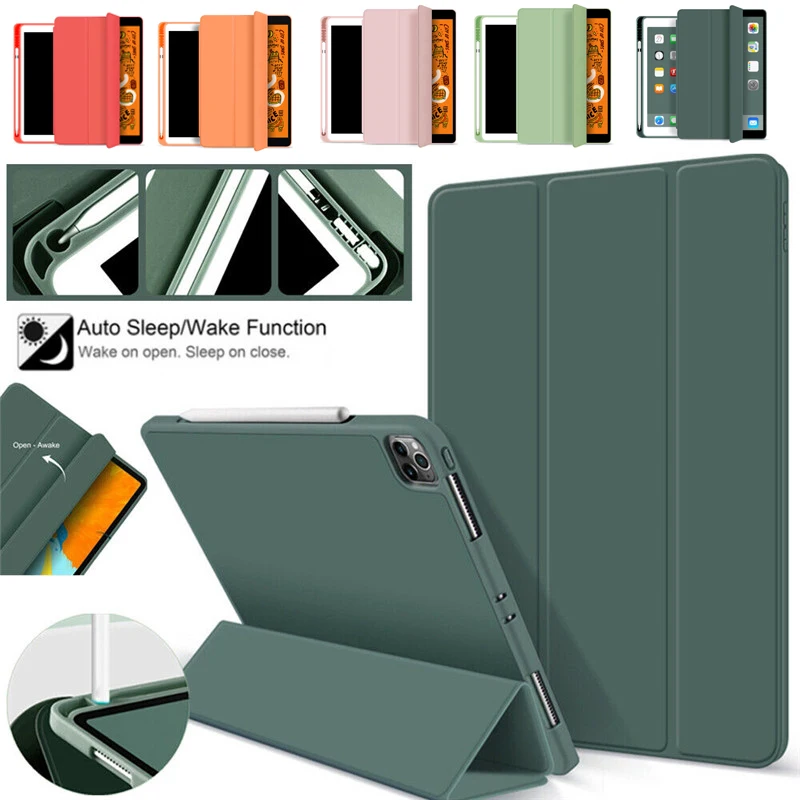 Avec porte-crayon étui en Silicone pour IPad Pro 12 9 11 Air 4 10.9 Mini 5 étui multi-plis housse de protection tablette support Anti-chute