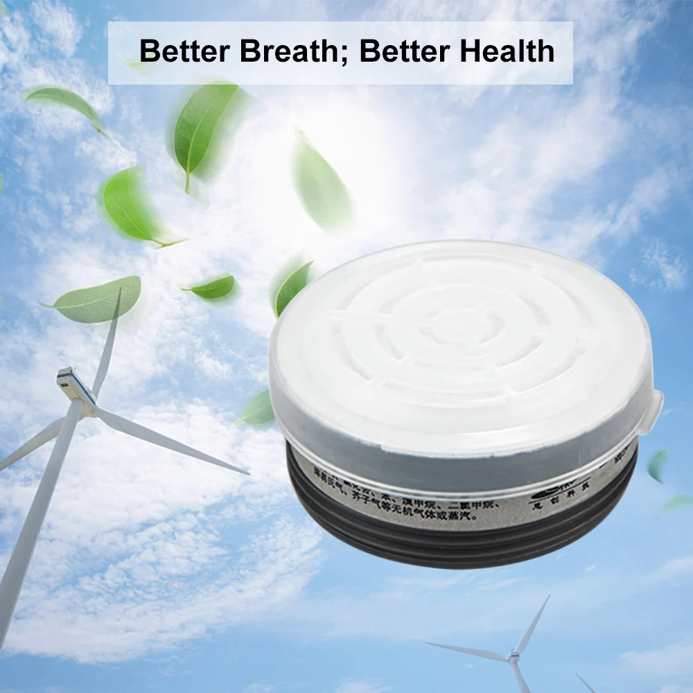 1 Pair Gas Mask Respirator Filter Activated Carbon Mask Filter Cartridge for Painting Spraying Protection of Inorganic Gas