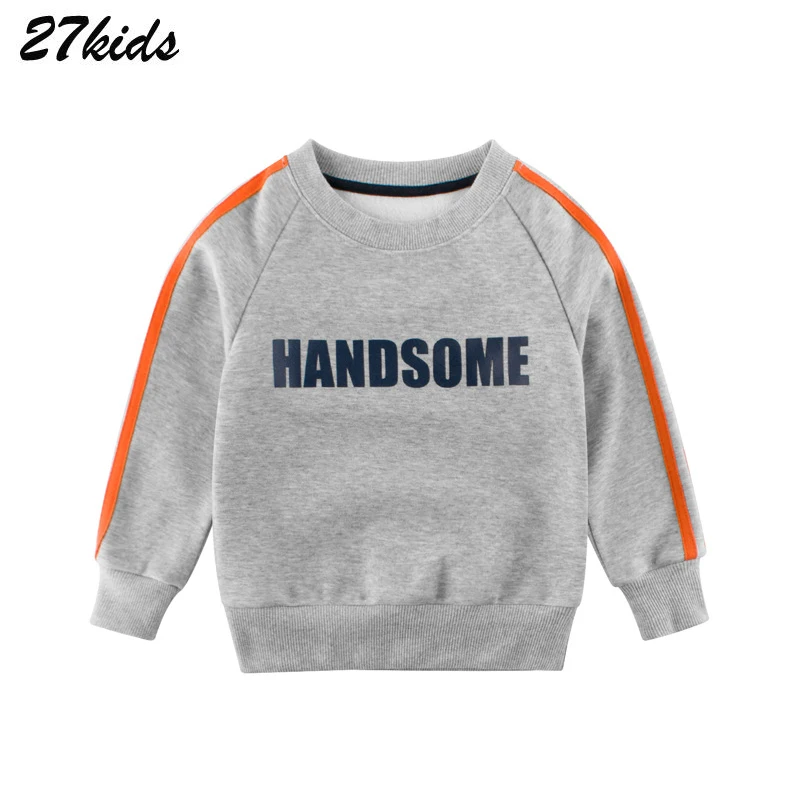 27kids Мультфильм Письмо Hansome Печати Мальчиков С Длинным Рукавом Футболка Для Весенних Детей Мальчиков Девочек Футболки Одежда