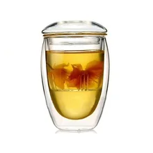 25 шт. чашка для чая термостойкая двухслойная стеклянная стакан кристально чистая боросиликатная чашка с крышкой