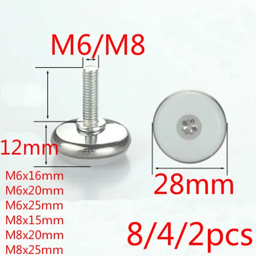 

8/4/2pcs Furniture Legs Feet Iron White Transparent Table Cabinet Chair Desk M6/M8 Thread 15/16/20/25mm Height