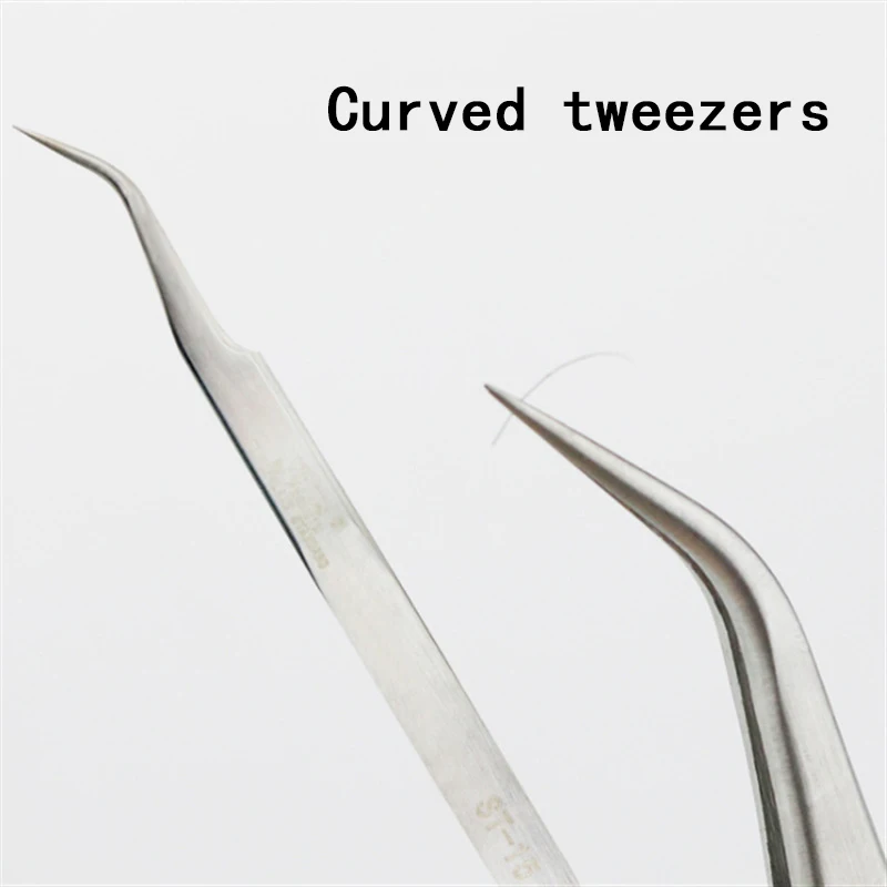Curved tweezers 1 шт. Профессиональный пинцет для ресниц из нержавеющей стали, удобный прочный пинцет для наращивания, инструменты для ухода за косметикой, пинцет высокого качества - Цвет: Curved tweezers