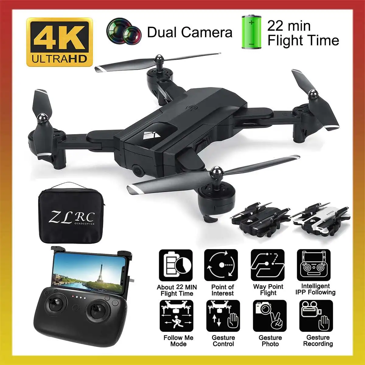 

SG900 Wifi RC Drone 4K 1080P HD Dual Camera drone GPS Follow Me Quadrocopter FPV Drone Professional Long Battery Life drones