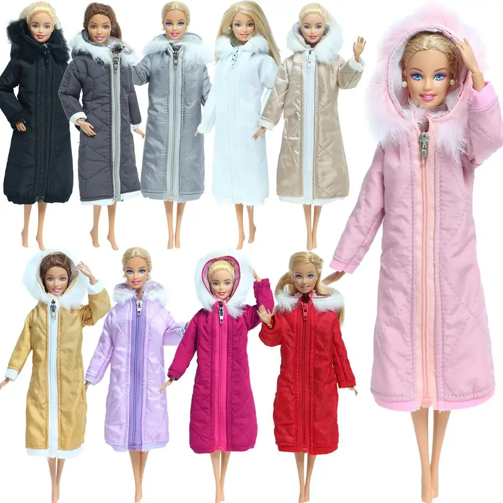 Dress Jacket Parkas-Tops Long-Coat Barbie-Doll-Accessories Multicolor Zipper Fashion