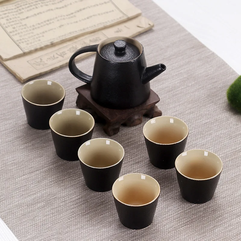 

Top Grade Dehua Ceramic Tea Set Activity Gift Manufacturers Wholesale Customizable Logo Kung Fu Tea Set Japanese Style Black Pot