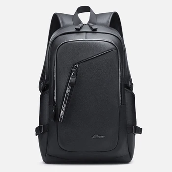 

PU Men's Leather Backpack Men Male Backpacks Laptop 15.6 Notebook USB Charger Bagpack Waterproof Travel Male Bag Pack Mochila
