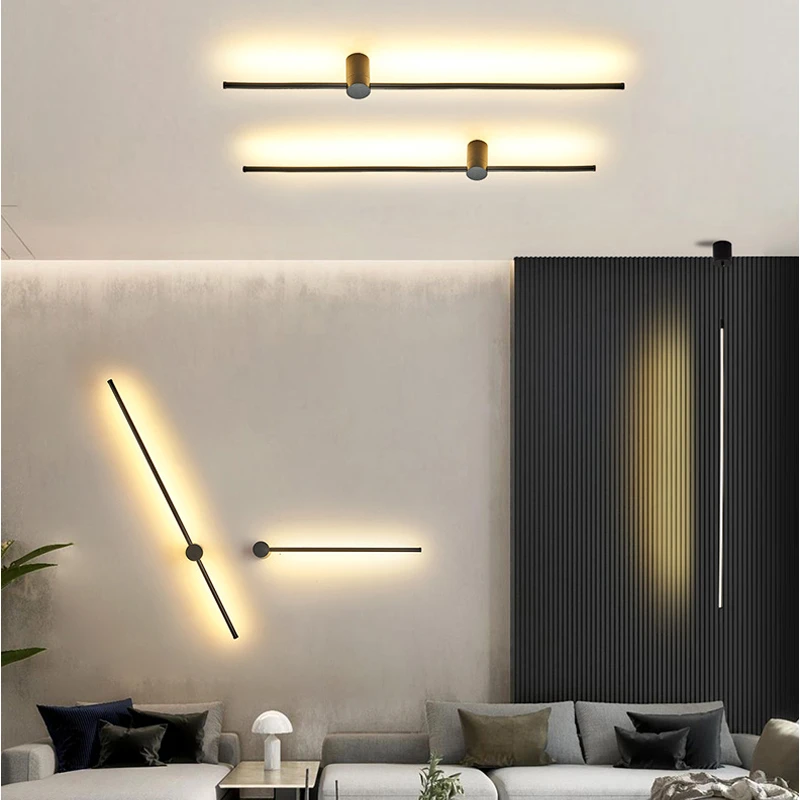 Lámpara de pared LED moderna, luces colgantes largas, Simple, nórdica, para sala de estar, sofá, fondo, dormitorio, mesita de lámpara de pie|Lámparas LED de pared de interior| - AliExpress