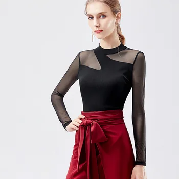 

Sexy Latin Dance Tops Women Tango Salsa Cha Cha Samba Rumba Ballroom Practice Wear Ladies Black Home Dancing Clothes DC4468