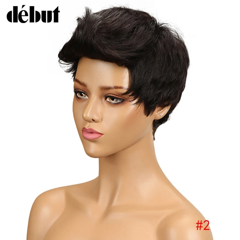 Дебютные кудрявые стриженые парики для женщин коричневого цвета короткие парики из человеческих волос бразильские Волнистые Короткие парики для женщин Подарки - Цвет волос: #2