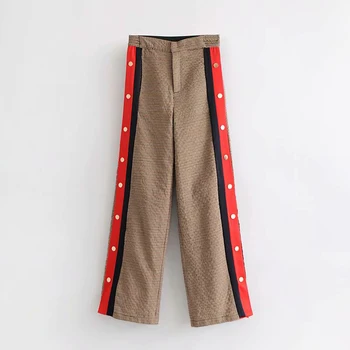 

Women 2019 New Arrival Pant High Waist Wide Leg Female Patchwork Long Pants Trouses Korean Style