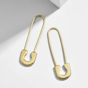 

1 Pair 2020 New Minimalist Metal Rose Gold Silver Gold Safety Pin Earrings For Women