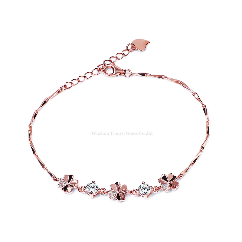 Tianyu Gems 4.0mm Moissanite Sterling Silver Charm Bracelet Gold Plated Chains Classic Fine Jewelry Women Wedding Gift | Украшения и