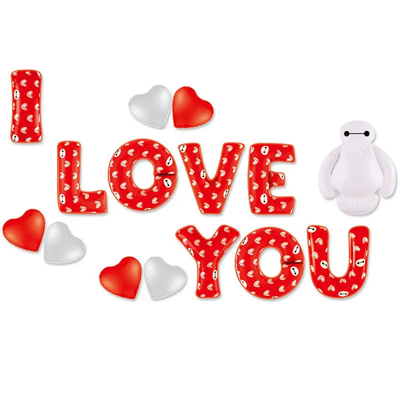 Воздушный шар из фольги с надписью I LOVE YOU на свадьбу юбилей гелий вечерние