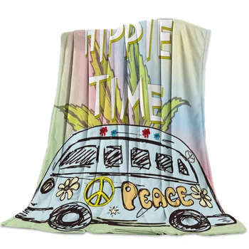 

Car Letters Hand Painted Plants Flowers Throw Blanket Sofa Bed Throw Blanket Kid Adult Warm Blanket for Beds Coral Fleece Fabric