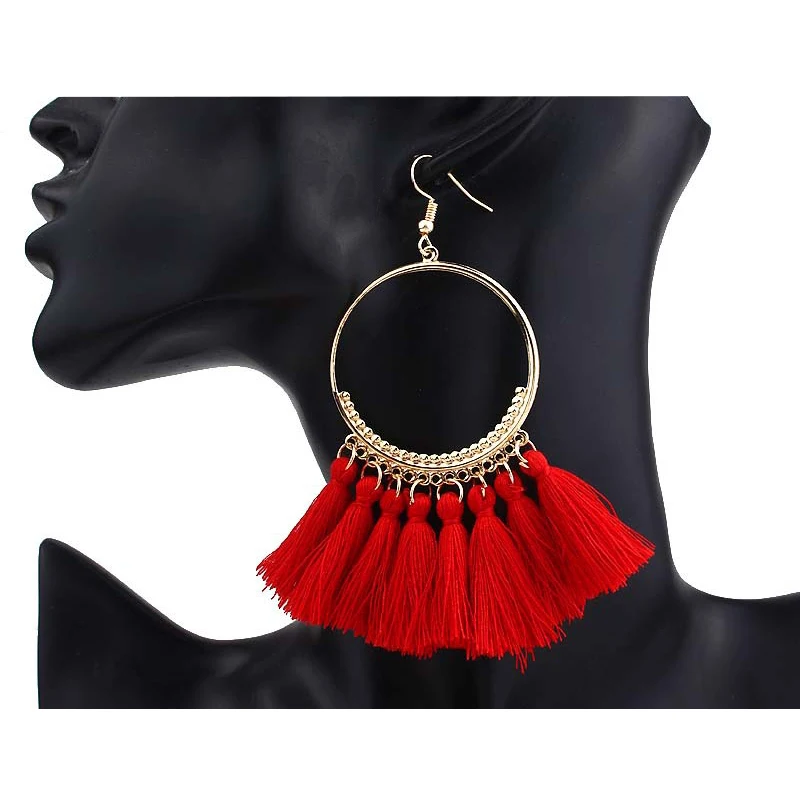 cjh003-3 Christmas Hoops Tassle Tassel Earrings Drop Fringe Earrings