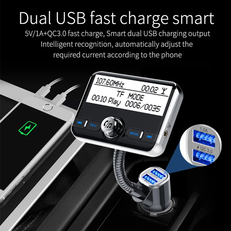Jilang автомобильный DAB+ цифровое радио в автомобиле с fm-передатчиком AUX Bluetooth Hands-Free Kit цифровое аудио вещание USB QC3.0 зарядное устройство