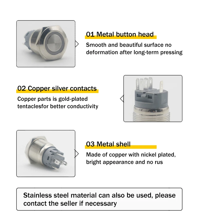 Pulsante Giallo Monoblocco, Contatti Aperti E Chiusi MPFB EMS | ADJUSA | Prezzo - Foto 1