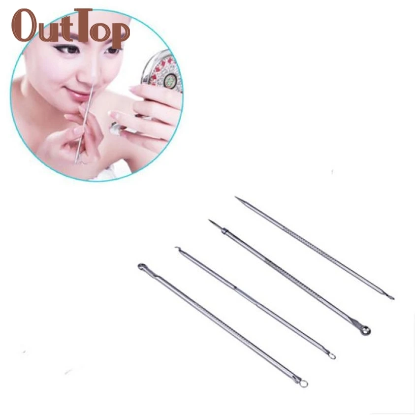 OutTop New and high quality newly 4pcs Blackhead Comedone Acne Blemish Remover Stainless Needles Remove Tool 04.26