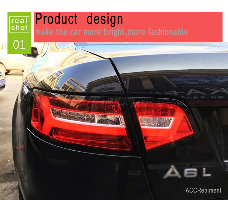 2 шт. автомобильный Стайлинг для Audi A6L задние фонари 2009-2012 для A6L светодиодный задний фонарь+ сигнал поворота+ тормоз+ обратный светодиодный свет