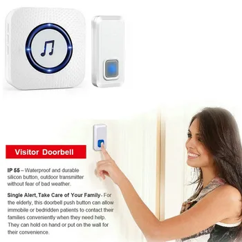 

IP55 Wireless Doorbell Kit Waterproof DIY Door Bell Chime Receivers US