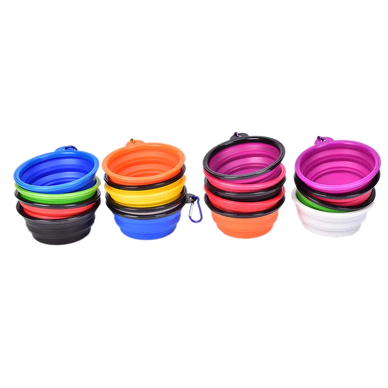 Cuenco de viaje portátil para perro, recipiente de agua para comida, recipiente plegable de silicona multifunción para mascotas, bebedero para perro