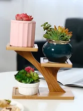 

Desktop Multi Layer Bamboo Flower Stands Balcony/Living Room Solid Wood Succulent Holder Mini Storage Rack for Flower Pots