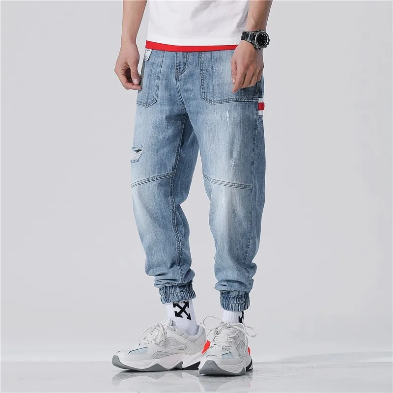 style1 Harajuka/Винтажные ковбойские брюки-шаровары с карманами в стиле хип-хоп; Свободные повседневные брюки для бега длиной до щиколотки; уличная одежда размера плюс 28-42 - Цвет: style1