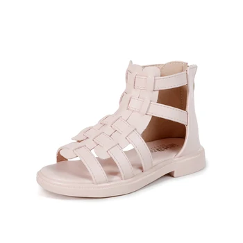 

Sandals For Kids Girls Summer High-top Weave Design Princess Sweet Pink White Black Soft Leather Sandals Breathable 26-36 Soft