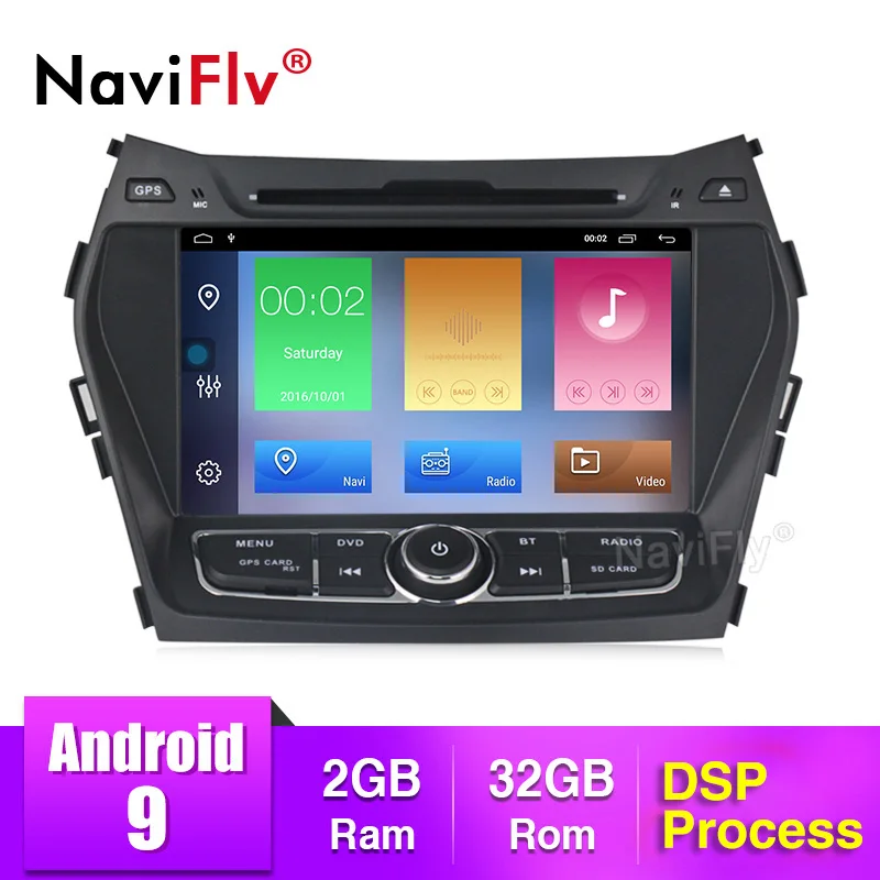 NaviFly Android 9,0 Автомобильный мультимедийный dvd-плеер для hyundai IX45 Santa fe gps навигация автомобильный радио головное устройство Canbus AM FM RDS DSP