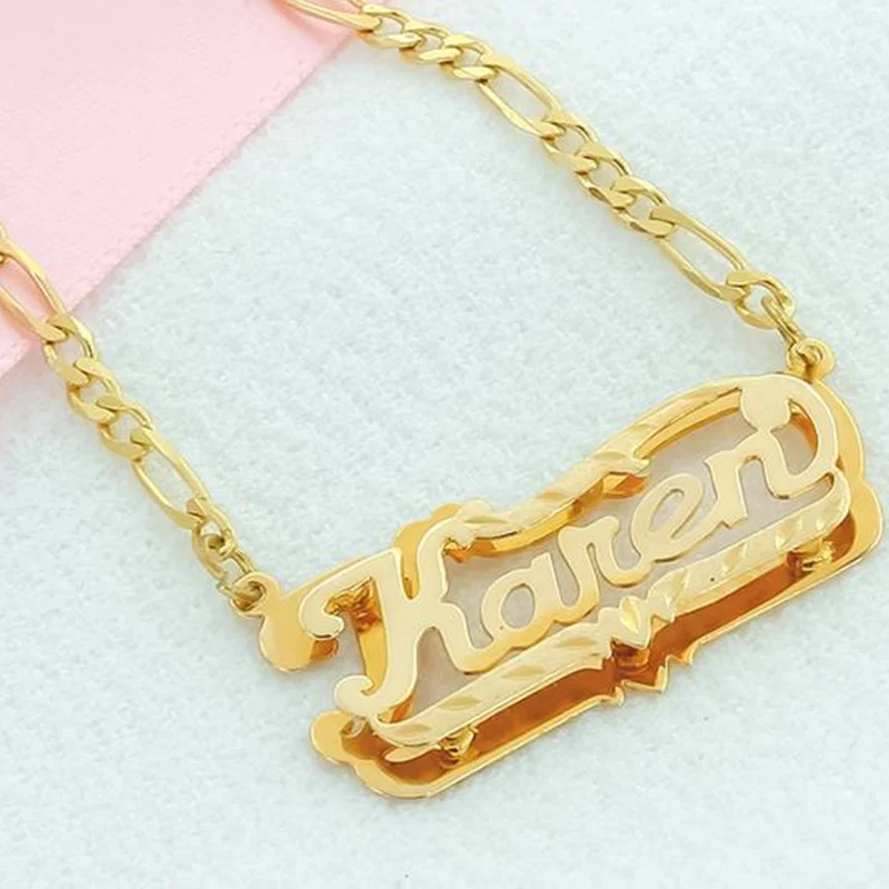 Name Necklace Double Name Plate Custom 