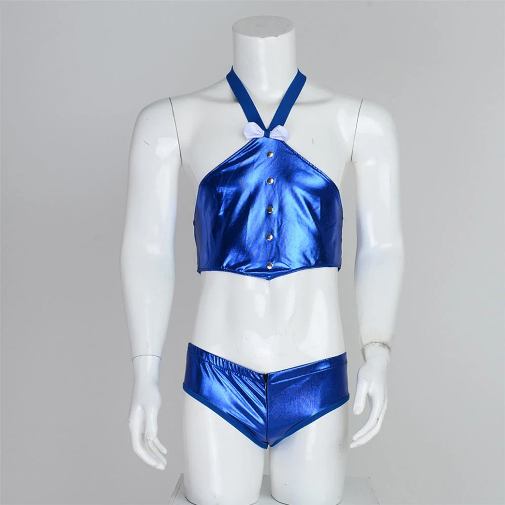Men Mentalic Lingerie Briefs Body Chest Strap Harness Costume Nightclub Suit Man Sexy Nightwear Gay Party Costume