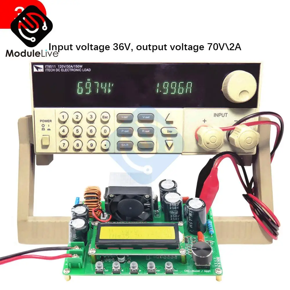 alimentação ajustável step up módulo lcd 1602 voltímetro