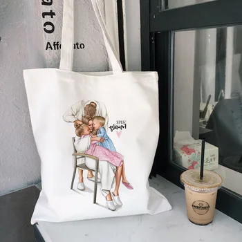 

New Fashion Harajuku Women's Handbags Warm Family Super Mother Cartoon Printing Letter Shoulder Canvas Bag Wallet Large Capacity