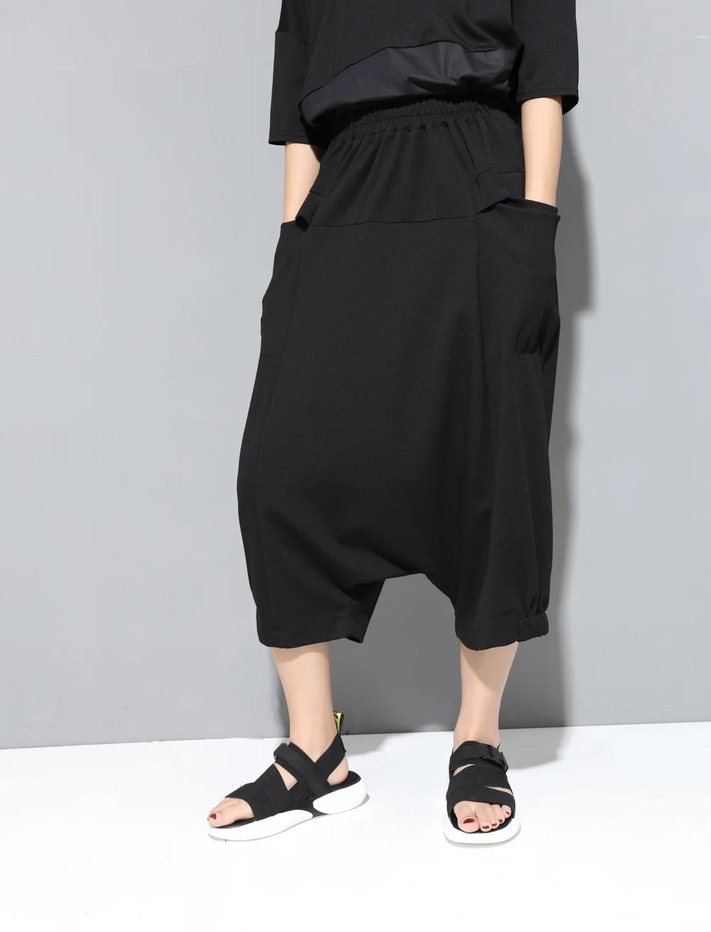 ASYMSAY New Women Harem Pants Female Elastic High Waist Casual Loose Calf Length Pants Fashion Tide AL1480