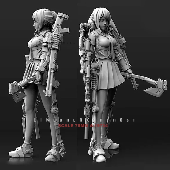 1/24 Resin Kits Mech derailed beauty shooterNewOne self-assembled(75mm) A-19734