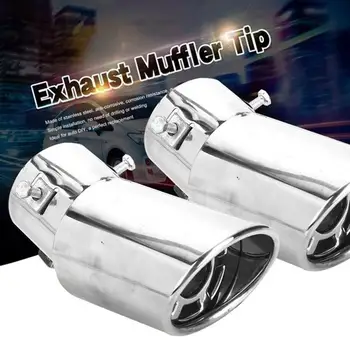 

Stainless Steel Car Tail Rear Chrome Round Exhaust Pipe Tail Muffler Tip Car Rear Tail Throat Liner Accessories Car Styling New