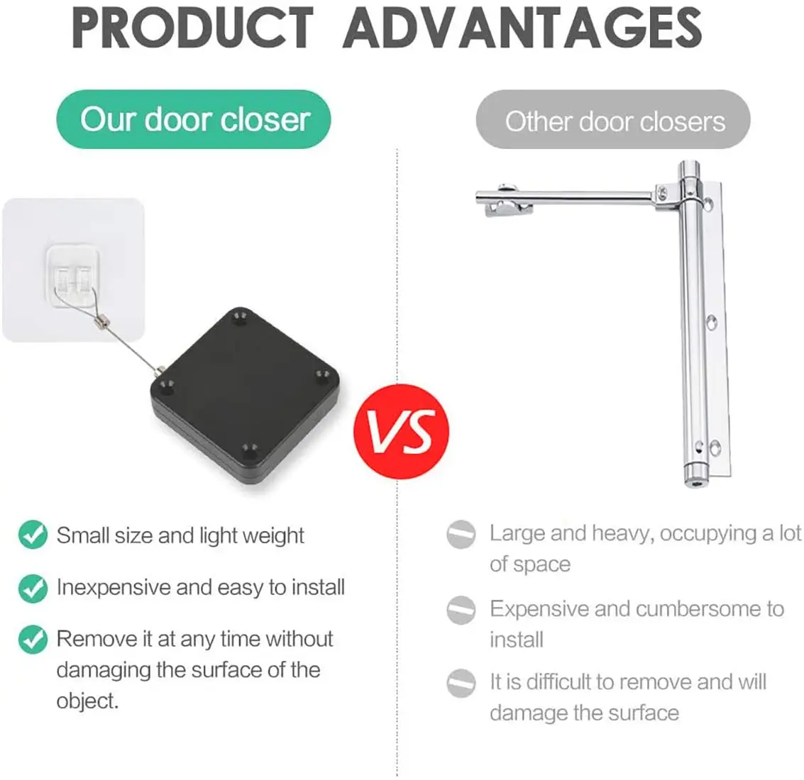 NAIERDI Punch-free Automatic Sensor Door Closer Automatically Close 500g-1000g Tension Soft Close Furniture Hardware door closer