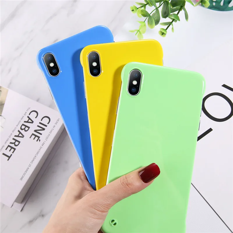 

KJOEW Frameless Phone Case For iPhone 7 6 6S 8 Plus XS Max Couples Candy Color Cases For iPhone X XR XS Matte Hard Back Cover