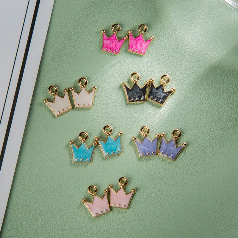 

10pcs Drip Oil Multicolor Crown Pendant Alloy Metal Accessories for DIY Bracelet Necklace Jewelry Making Earring Charm
