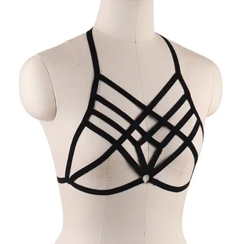 

Women Solid Harness Stretchy Bandage Straps Bra Everyday Bras Hollow Underwear JL
