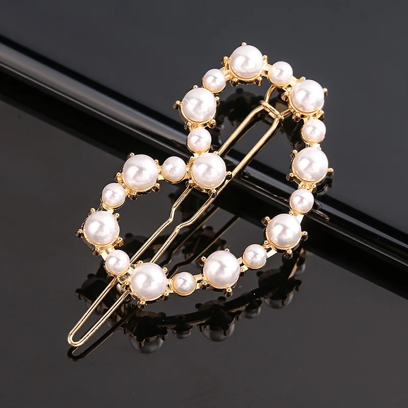 Fashion Pearl Hair Clip Women Girls Elegant Design Triangular Star Round Hairpin Barrette Hair Pins Ponytail Hair Accessories hair bow for ladies Hair Accessories